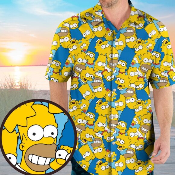 Forever 21 Vibrant Simpsons Cartoon Print Shirt - Picture 1 of 8